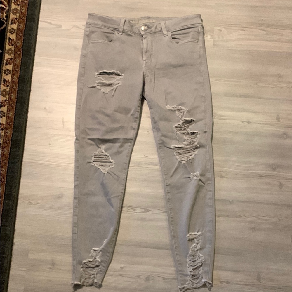 American Eagle Outfitters Gray Leggings with Stretch Fit